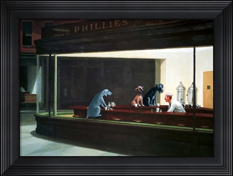 Framed Hopper Night Hounds Print