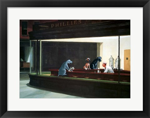 Framed Hopper Night Hounds Print