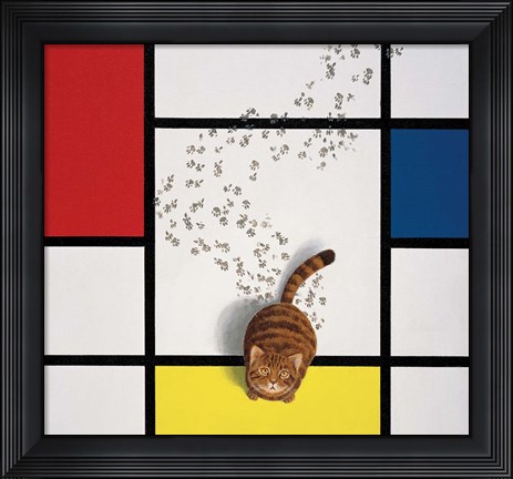Framed Mondrian Cat Print