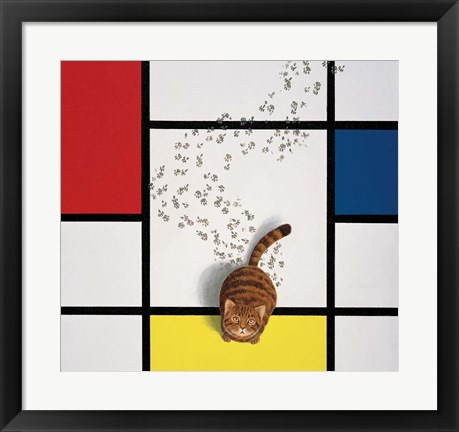 Framed Mondrian Cat Print