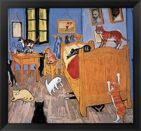 Framed Van Gogh Arles Cat Print