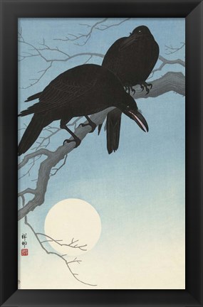 Framed Two Crows on a Branch, 1927 Print