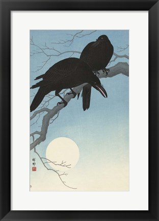 Framed Two Crows on a Branch, 1927 Print