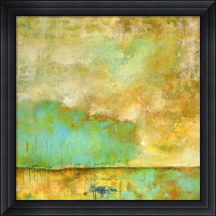 Framed Deep Breath, Teal Trees, Stillness Print