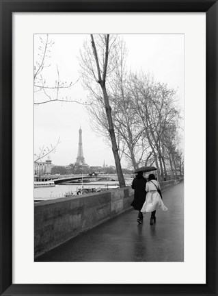 Framed Paris In The Rain I Love Print