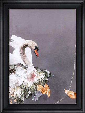 Framed Swan Gold 1 Print
