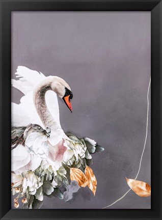 Framed Swan Gold 1 Print