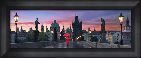 Framed Dawn at Charles Bridge Print