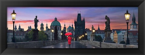 Framed Dawn at Charles Bridge Print