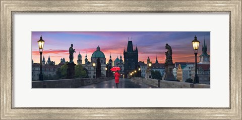 Framed Dawn at Charles Bridge Print