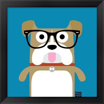 Framed Bow Wow Bulldog Print