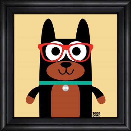 Framed Bow Wow Doberman Print
