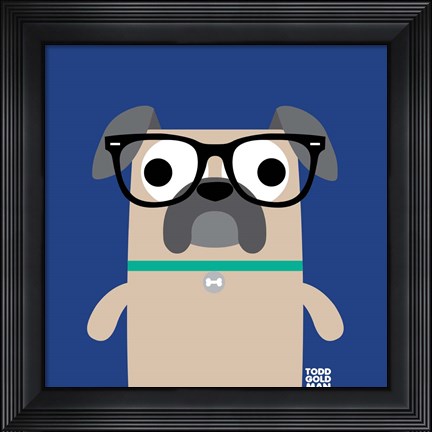 Framed Bow Wow Pug Print