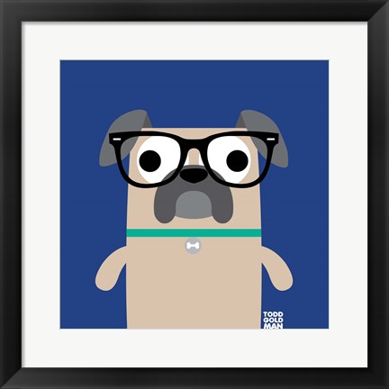 Framed Bow Wow Pug Print