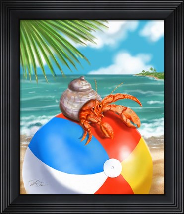 Framed Beach Friends - Hermit Crab Print
