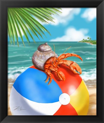 Framed Beach Friends - Hermit Crab Print