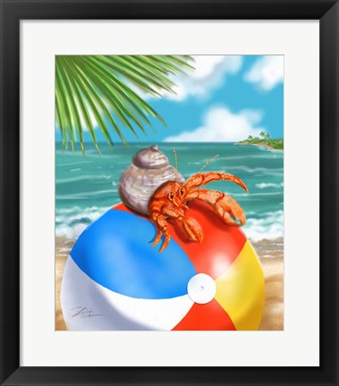 Framed Beach Friends - Hermit Crab Print