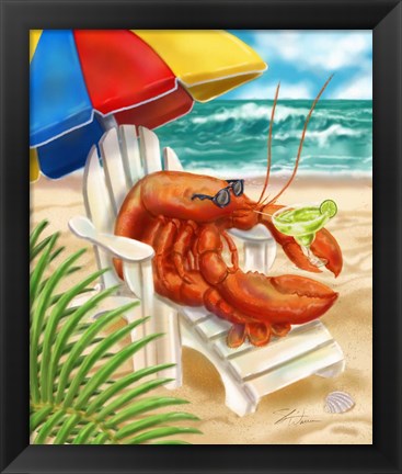 Framed Beach Friends - Lobster Print