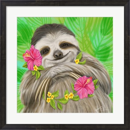 Framed Smiling Sloth Print