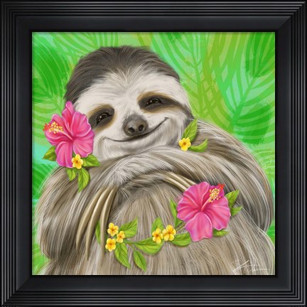 Framed Smiling Sloth Print