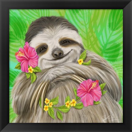 Framed Smiling Sloth Print