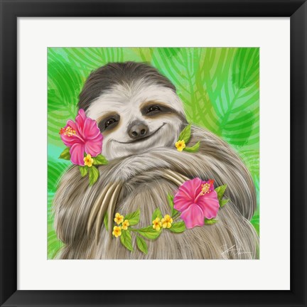 Framed Smiling Sloth Print