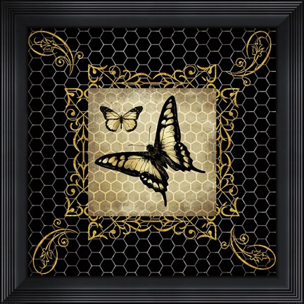 Framed Golden Butterflies Print