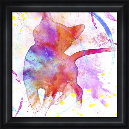 Framed Painted Pink Cat Print
