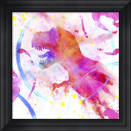 Framed Painted Pink Dino Print