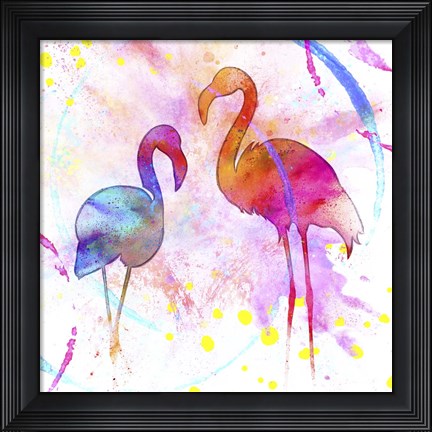 Framed Painted Pink Flamingo Print