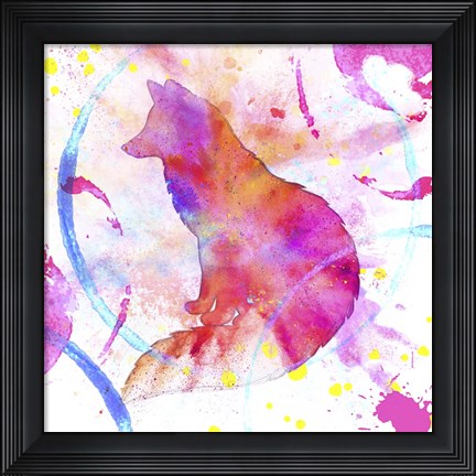 Framed Painted Pink Fox Print