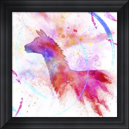 Framed Painted Pink Llama Print