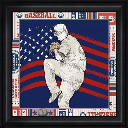Framed American Baseball Player 1 Print
