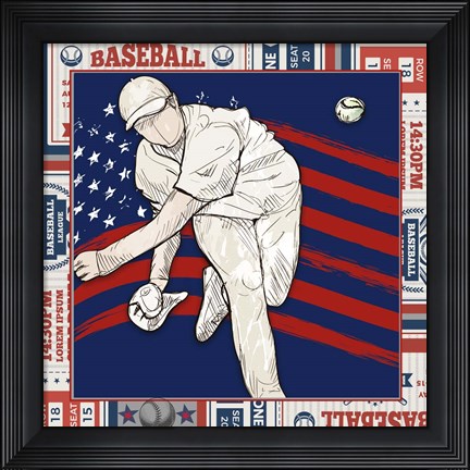 Framed American Baseball Player 2 Print