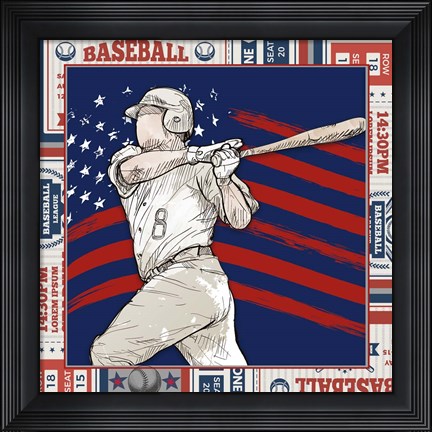 Framed American Baseball Player 3 Print