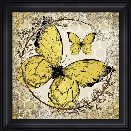 Framed Honey Bee Butterfly 3 Print