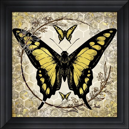 Framed Honey Bee Butterfly 4 Print