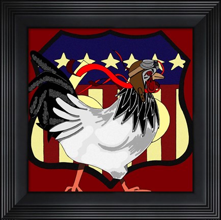 Framed Rooster Route 66 Print
