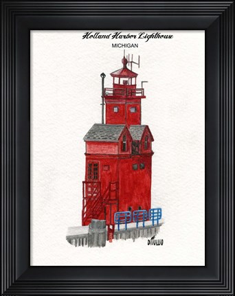 Framed Holland Harbor Lighthouse Michigan Print
