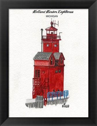 Framed Holland Harbor Lighthouse Michigan Print