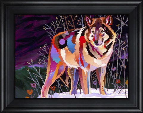 Framed Night Wolf Print