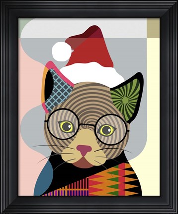 Framed Santa Kitty Print