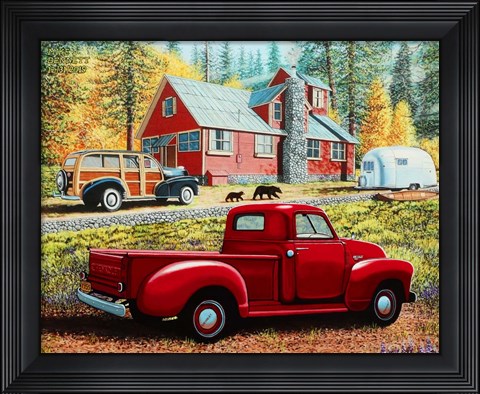 Framed Autumn in Big Bear Forest Print