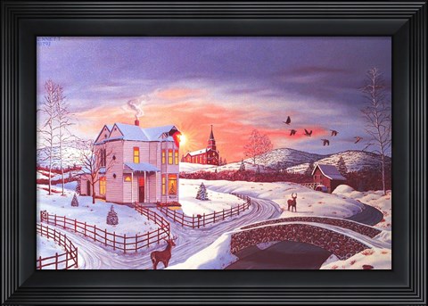 Framed Christmas in the Country #2 - Red Tint Print