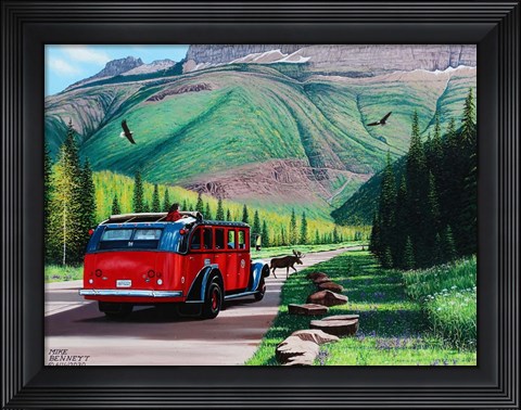 Framed Moose Crossing in Glacier Park Print