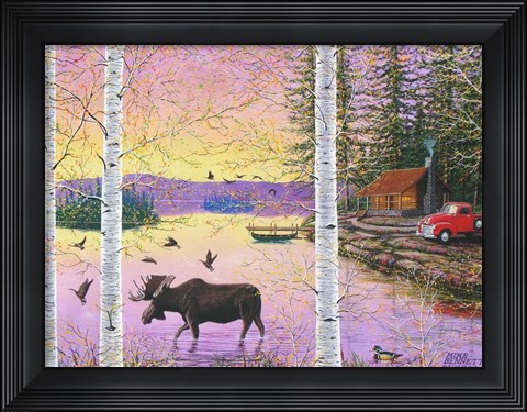 Framed Moose Lodge Print