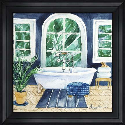 Framed Tropical Bathroom 1 Print