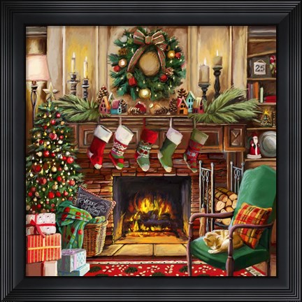 Framed Fireside Christmas Print