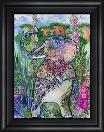 Framed Swinging Elephant 2 Print