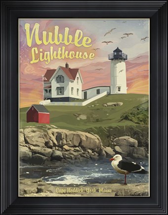 Framed Nubble Lighthouse Print